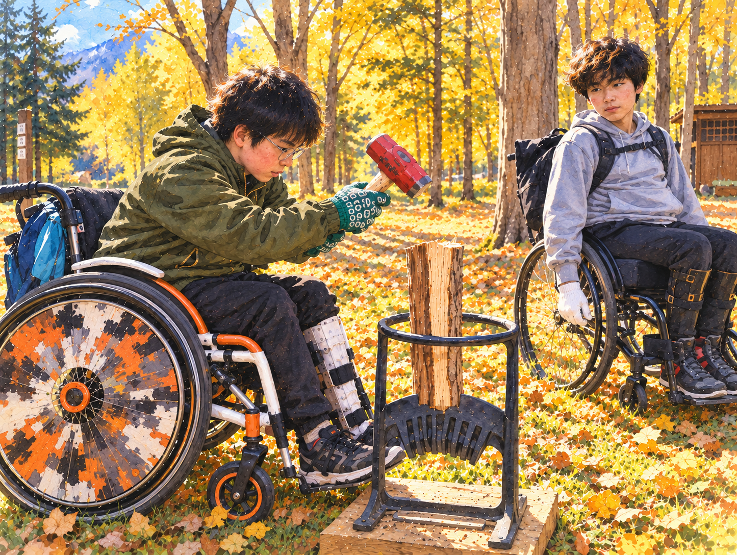 薪割りに挑戦!